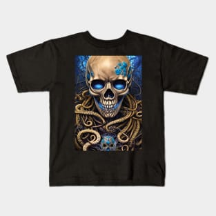 Sunken Skull | Skull and Tentacles Artwork | Sea Skull | Dystopian Skull | Pirate Skull Kids T-Shirt